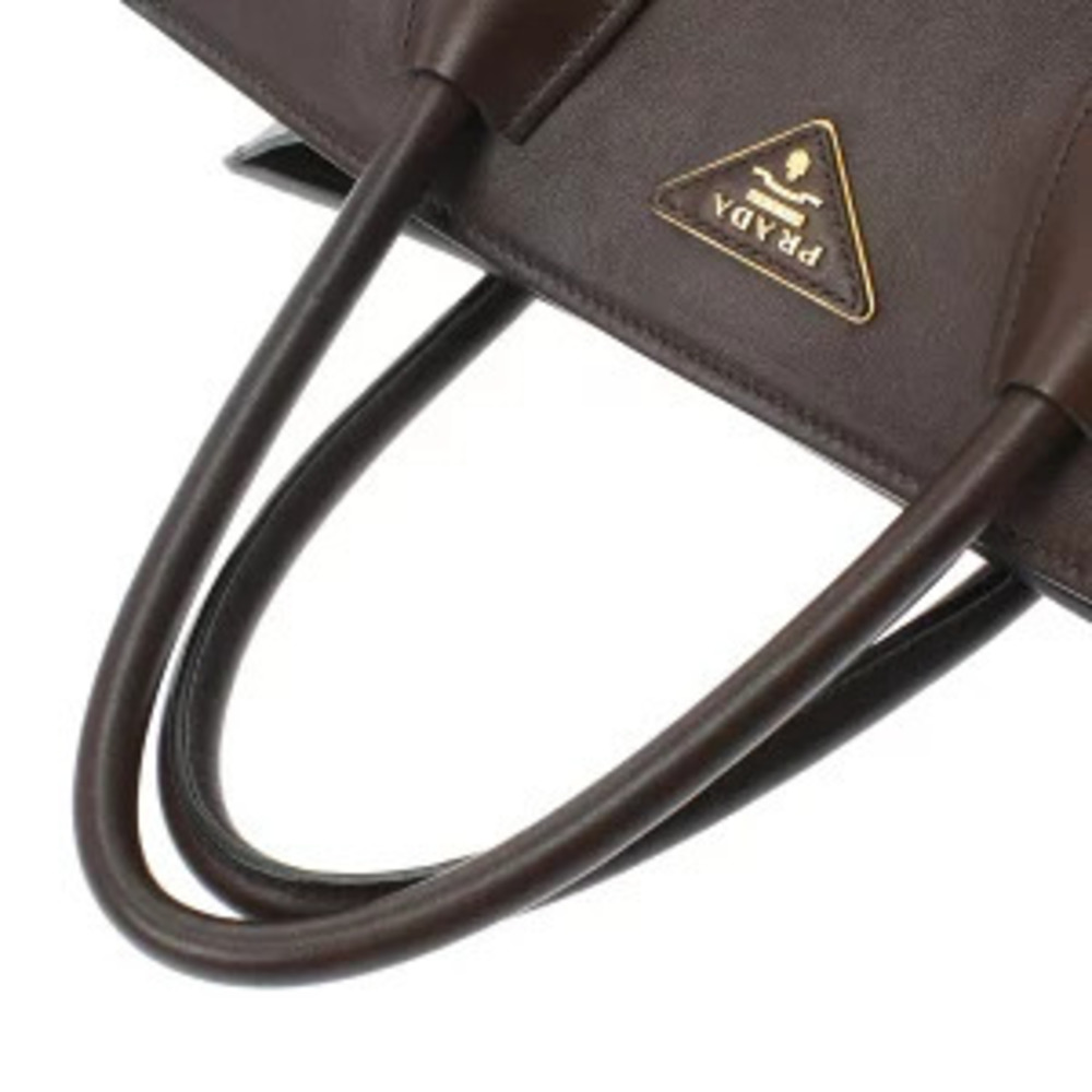 Prada Brown Calf Leather Front Pocket Wing Tote - Picture 3 of 9